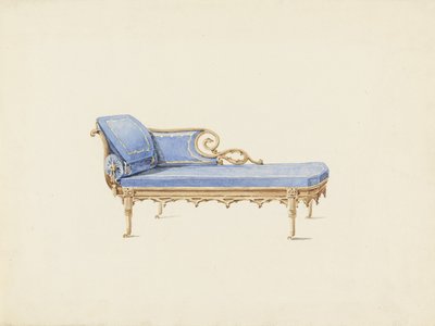 Ontwerp voor een bank in de gotische revivalstijl door Augustus Charles Pugin